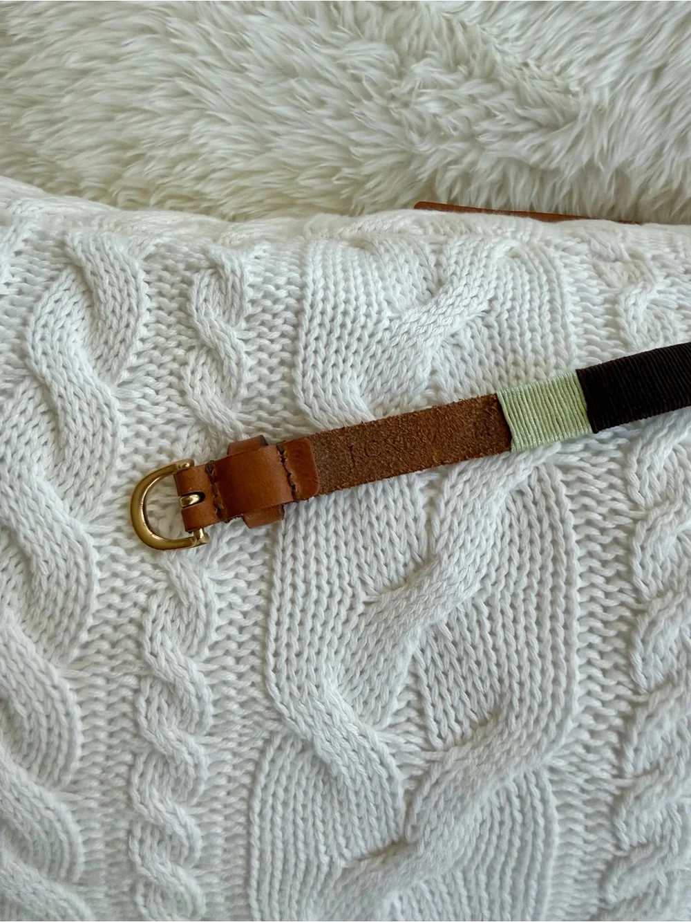 J Crew Leather Skinny Belt wrapped in Multicolor Silk Thread in Size M - Picture 2 of 2